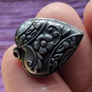 Antique sterling silver puffed heart charm